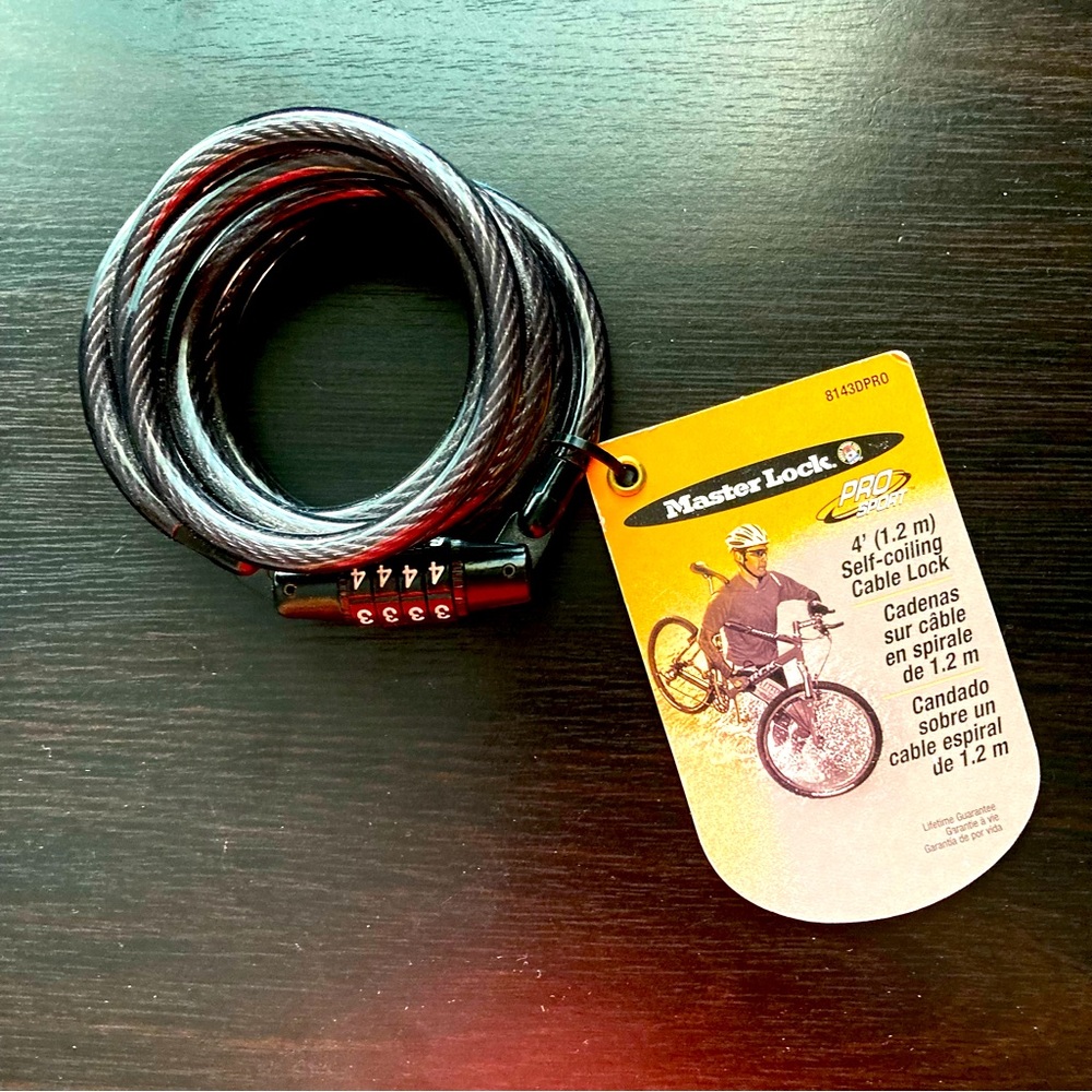 🆕 Master Lock Pro Sport Combination Bike Lock Cable, 4-feet